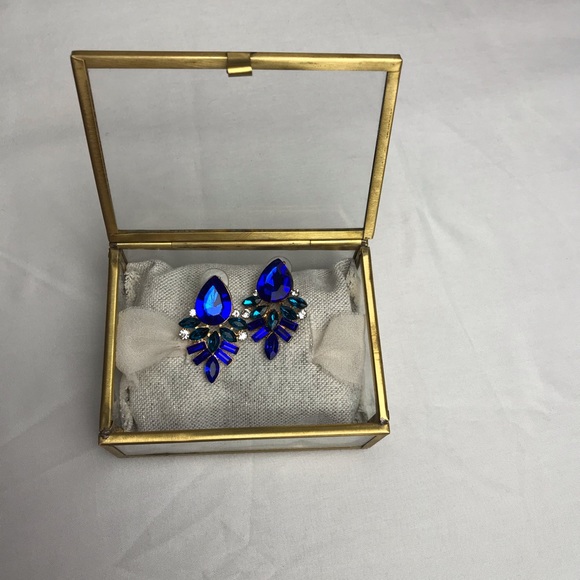 Gorgeous Art Deco Blue Crystal Earrings 💙 - Picture 2 of 3